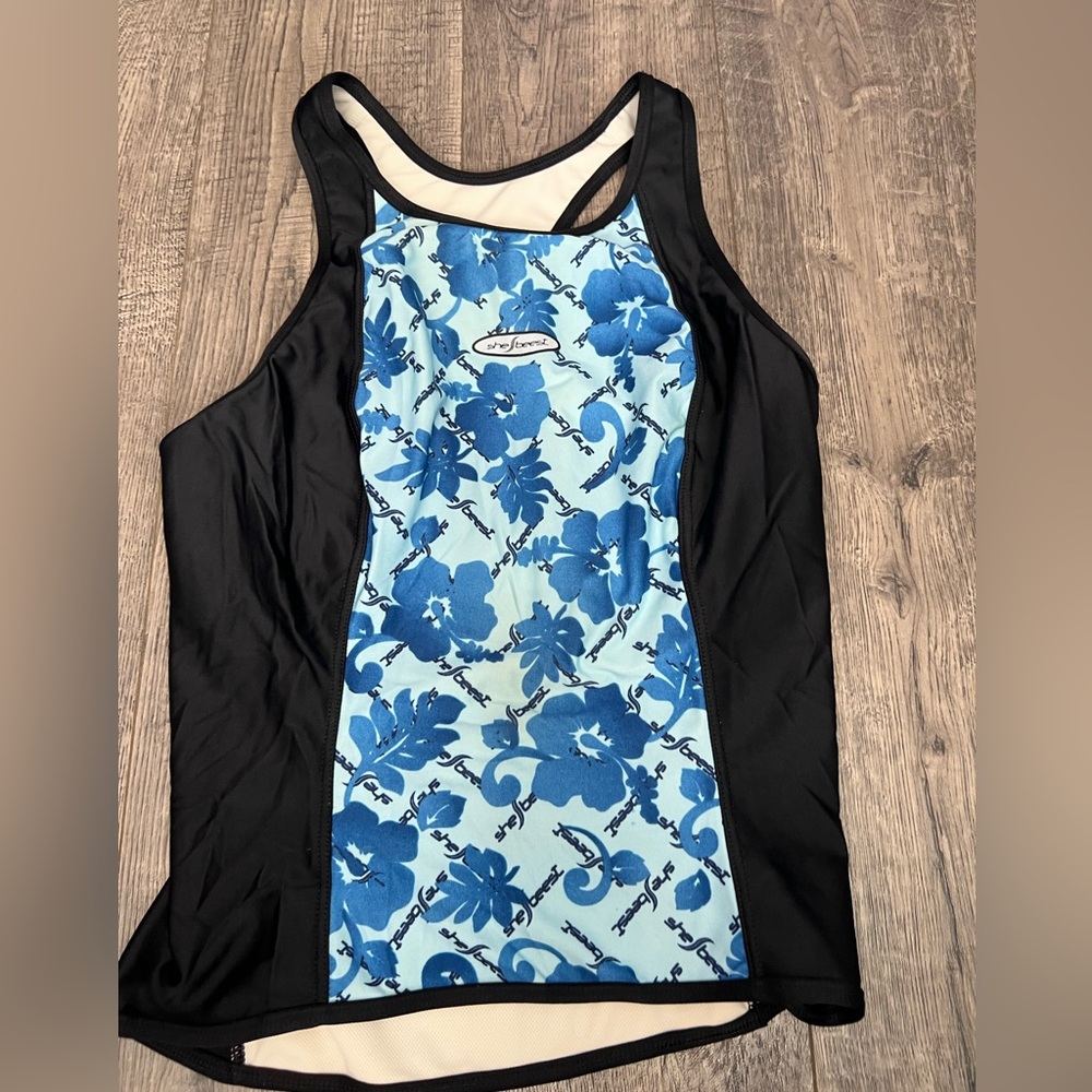 SheBeast Black and Blue Triathlon Tank Top